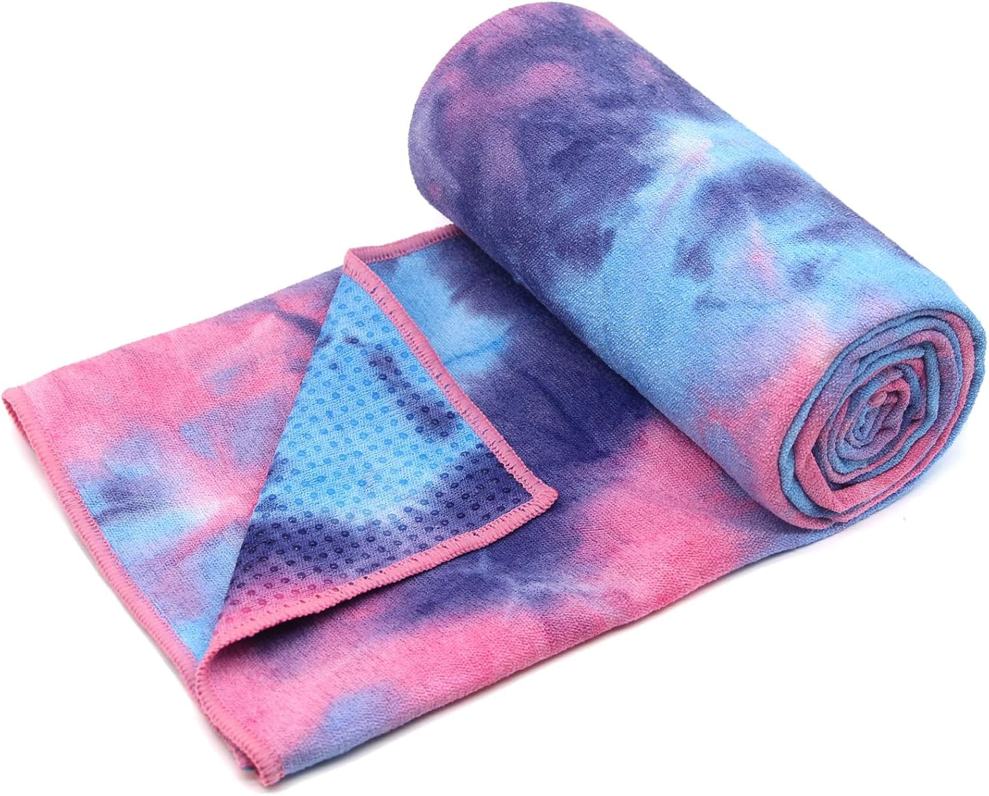 Hot Yoga Towel - Microfiber Non Slip Yoga Mat Towel with Grip Dot Sweat Absorbent Towel for Hot Yoga, Pilates and Fitness 72" x 24", Dark Cyan/Orange