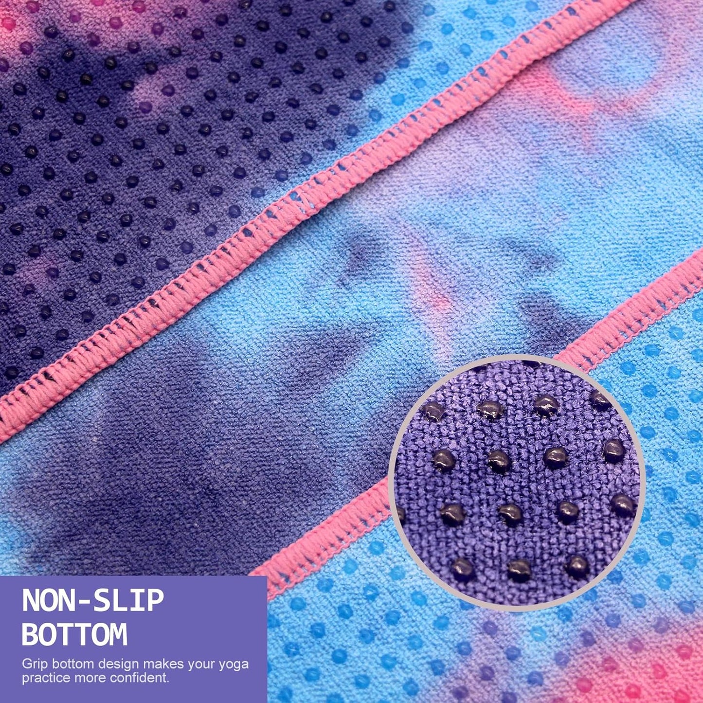 Hot Yoga Towel - Microfiber Non Slip Yoga Mat Towel with Grip Dot Sweat Absorbent Towel for Hot Yoga, Pilates and Fitness 72" x 24", Dark Cyan/Orange