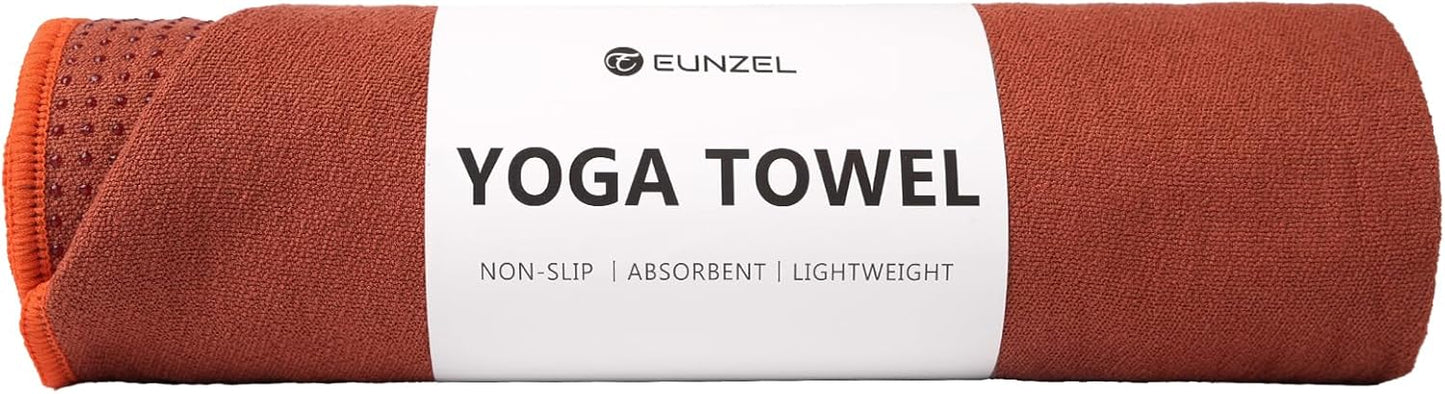 Hot Yoga Towel - Microfiber Non Slip Yoga Mat Towel with Grip Dot Sweat Absorbent Towel for Hot Yoga, Pilates and Fitness 72" x 24", Dark Cyan/Orange