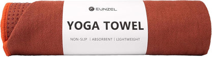 Hot Yoga Towel - Microfiber Non Slip Yoga Mat Towel with Grip Dot Sweat Absorbent Towel for Hot Yoga, Pilates and Fitness 72" x 24", Dark Cyan/Orange