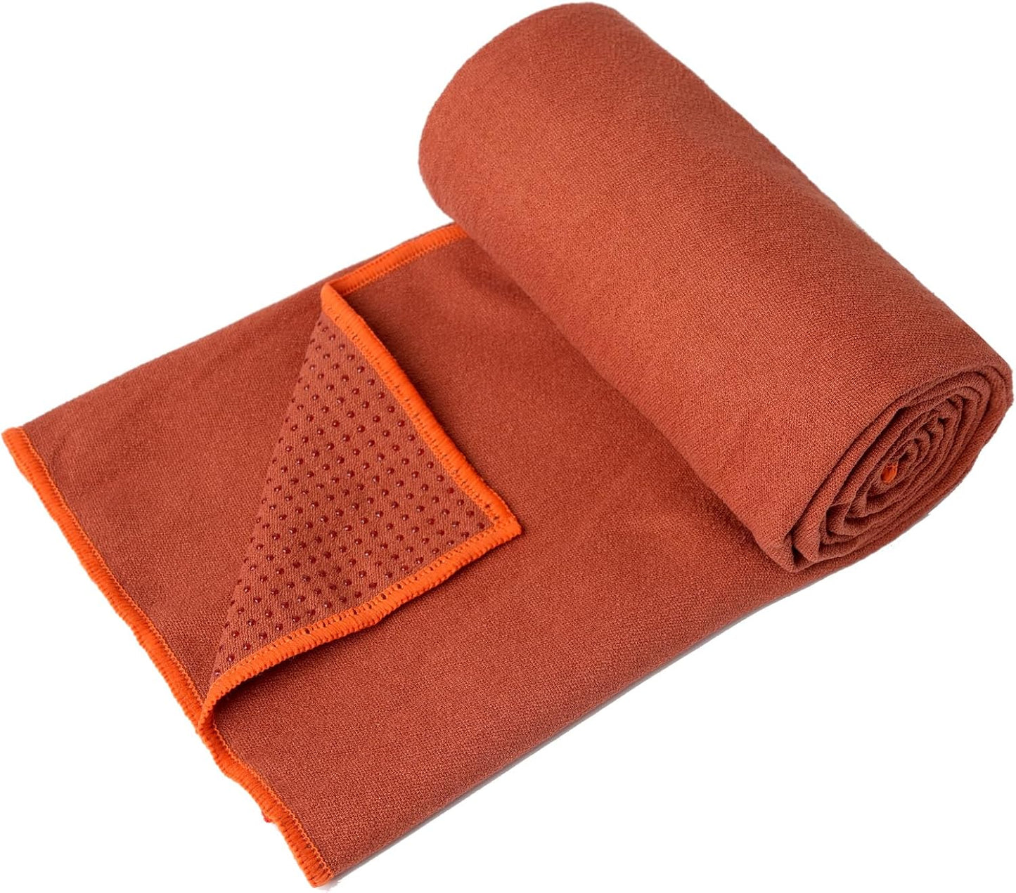 Hot Yoga Towel - Microfiber Non Slip Yoga Mat Towel with Grip Dot Sweat Absorbent Towel for Hot Yoga, Pilates and Fitness 72" x 24", Dark Cyan/Orange