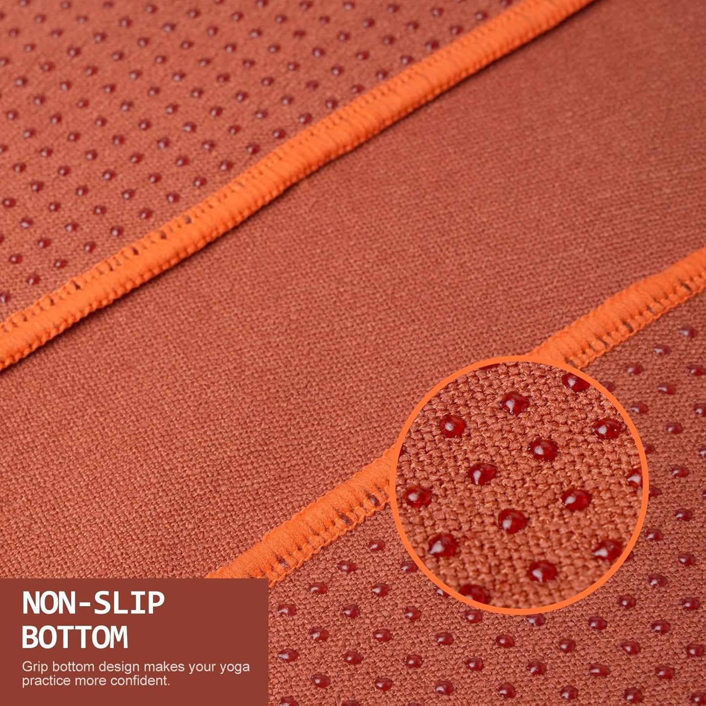 Hot Yoga Towel - Microfiber Non Slip Yoga Mat Towel with Grip Dot Sweat Absorbent Towel for Hot Yoga, Pilates and Fitness 72" x 24", Dark Cyan/Orange