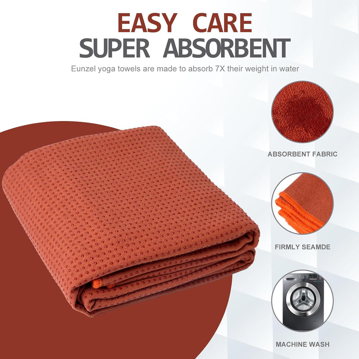 Hot Yoga Towel - Microfiber Non Slip Yoga Mat Towel with Grip Dot Sweat Absorbent Towel for Hot Yoga, Pilates and Fitness 72" x 24", Dark Cyan/Orange