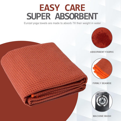 Hot Yoga Towel - Microfiber Non Slip Yoga Mat Towel with Grip Dot Sweat Absorbent Towel for Hot Yoga, Pilates and Fitness 72" x 24", Dark Cyan/Orange