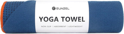 Hot Yoga Towel - Microfiber Non Slip Yoga Mat Towel with Grip Dot Sweat Absorbent Towel for Hot Yoga, Pilates and Fitness 72" x 24", Dark Cyan/Orange