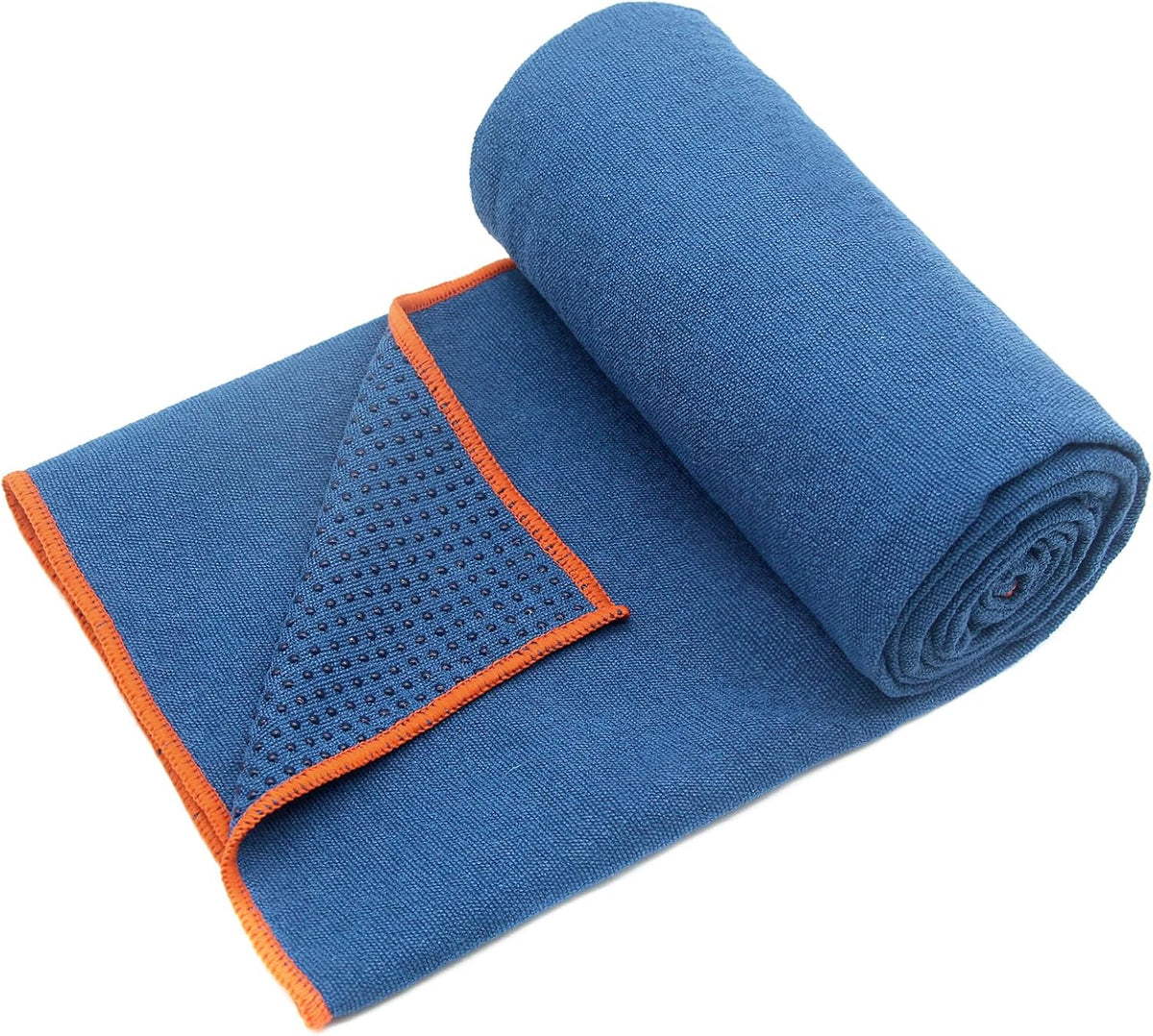 Hot Yoga Towel - Microfiber Non Slip Yoga Mat Towel with Grip Dot Sweat Absorbent Towel for Hot Yoga, Pilates and Fitness 72" x 24", Dark Cyan/Orange