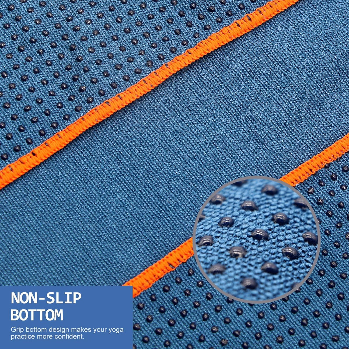 Hot Yoga Towel - Microfiber Non Slip Yoga Mat Towel with Grip Dot Sweat Absorbent Towel for Hot Yoga, Pilates and Fitness 72" x 24", Dark Cyan/Orange