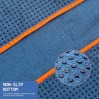 Hot Yoga Towel - Microfiber Non Slip Yoga Mat Towel with Grip Dot Sweat Absorbent Towel for Hot Yoga, Pilates and Fitness 72" x 24", Dark Cyan/Orange