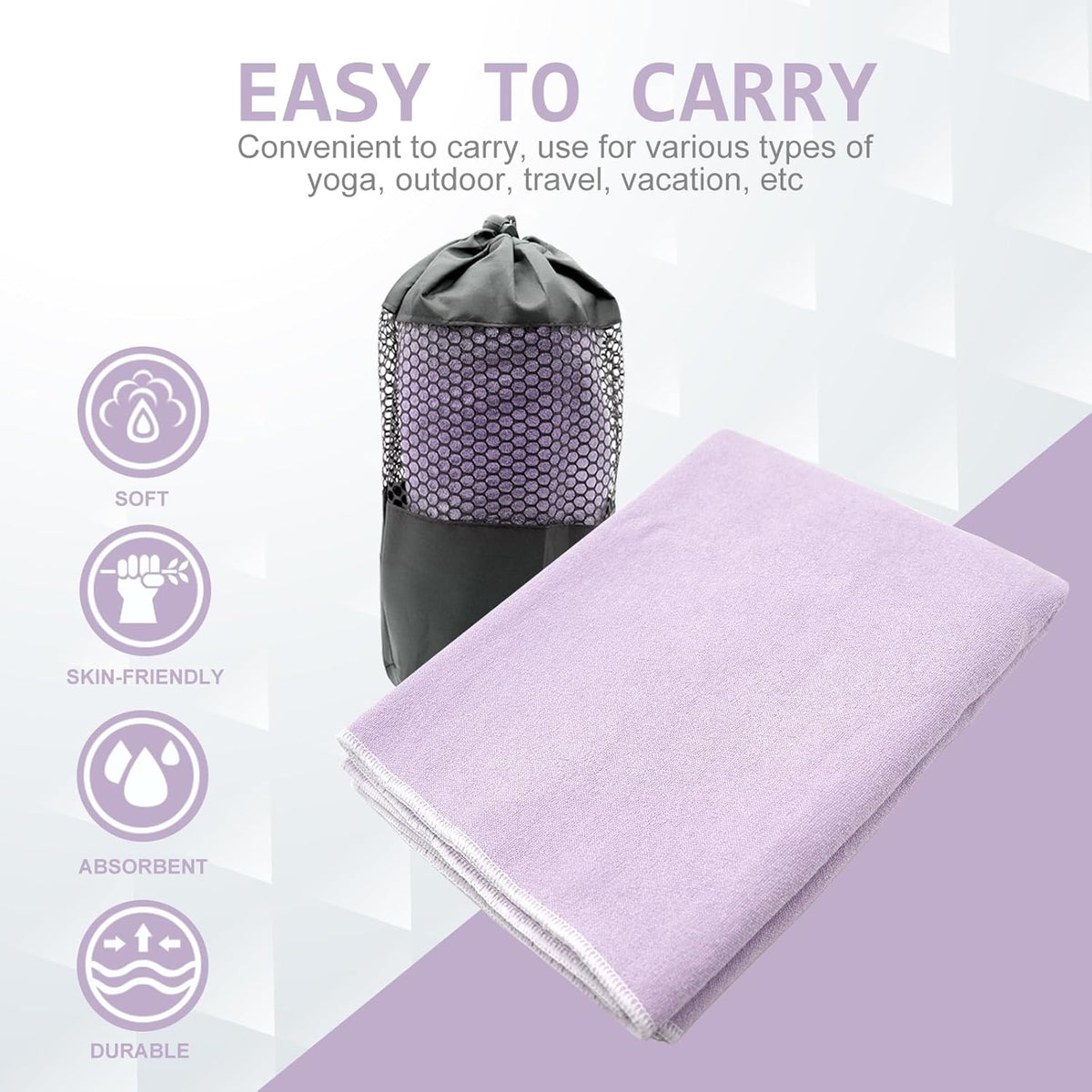 Hot Yoga Towel - Microfiber Non Slip Yoga Mat Towel with Grip Dot Sweat Absorbent Towel for Hot Yoga, Pilates and Fitness 72" x 24", Dark Cyan/Orange