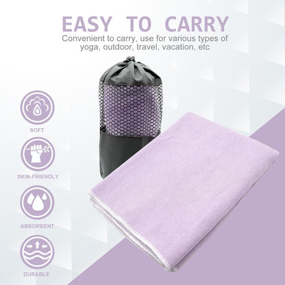 Hot Yoga Towel - Microfiber Non Slip Yoga Mat Towel with Grip Dot Sweat Absorbent Towel for Hot Yoga, Pilates and Fitness 72" x 24", Dark Cyan/Orange