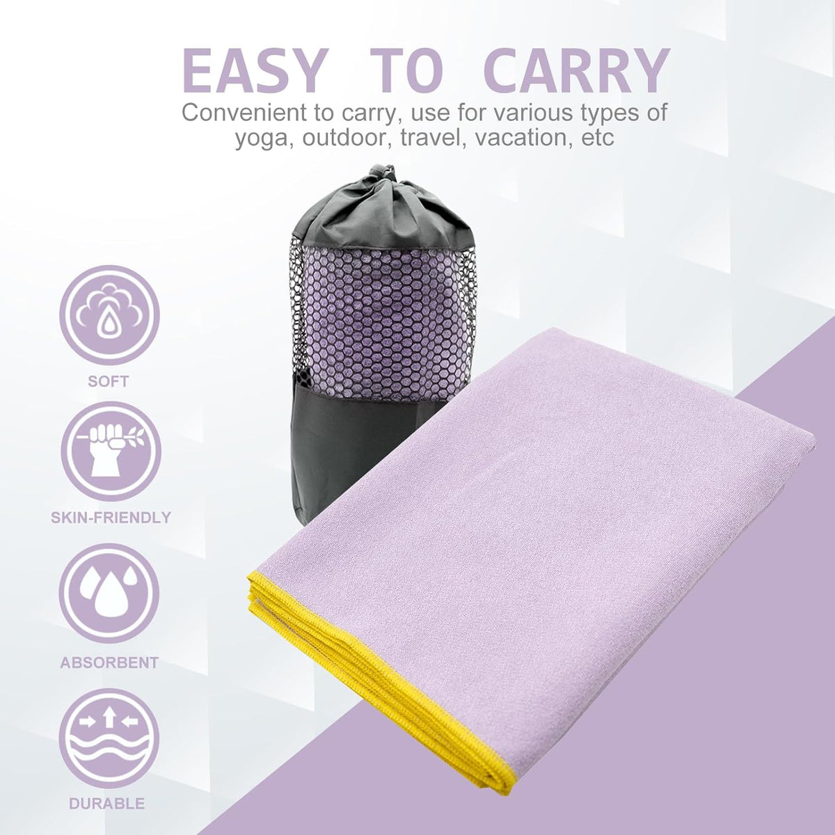 Hot Yoga Towel - Microfiber Non Slip Yoga Mat Towel with Grip Dot Sweat Absorbent Towel for Hot Yoga, Pilates and Fitness 72" x 24", Dark Cyan/Orange