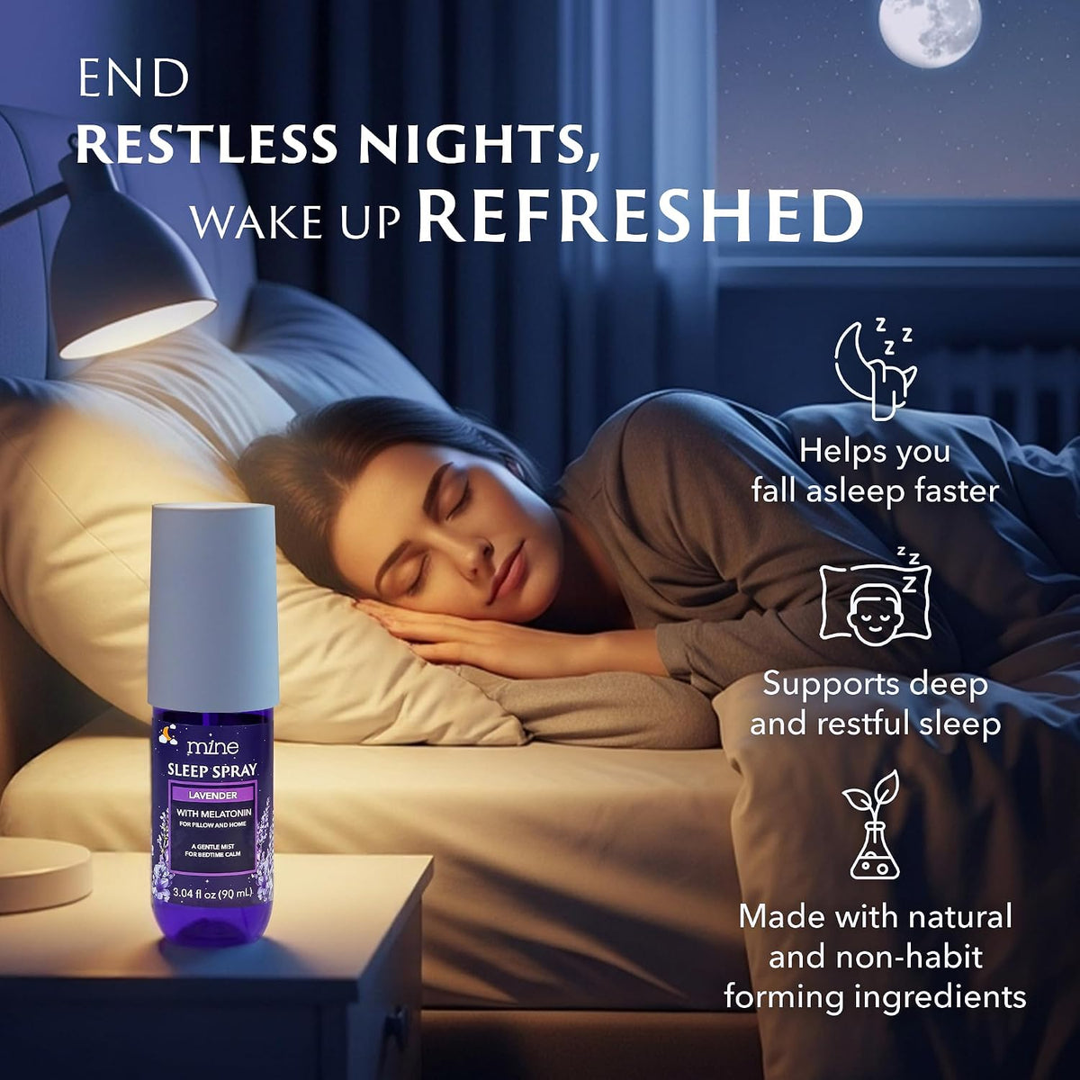 Lavender Sleep Spray with Melatonin - Natural Pillow Mist for Deep Sleep - Calming Lavender Linen Bed Spray for Adults, Gifts for Teen Girls and Women
