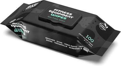 GymSoap Gym & Yoga Mat Cleaner Wipes, Plant Based - 100 Gym Equipment Wipes to Clean Exercise Equipment, Treadmill, Peloton Bikes - Gym Supplies, Cleaning Wipes for Home & Gym - Spa Fresh Scent
