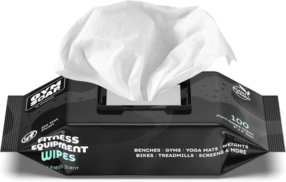 GymSoap Gym & Yoga Mat Cleaner Wipes, Plant Based - 100 Gym Equipment Wipes to Clean Exercise Equipment, Treadmill, Peloton Bikes - Gym Supplies, Cleaning Wipes for Home & Gym - Spa Fresh Scent