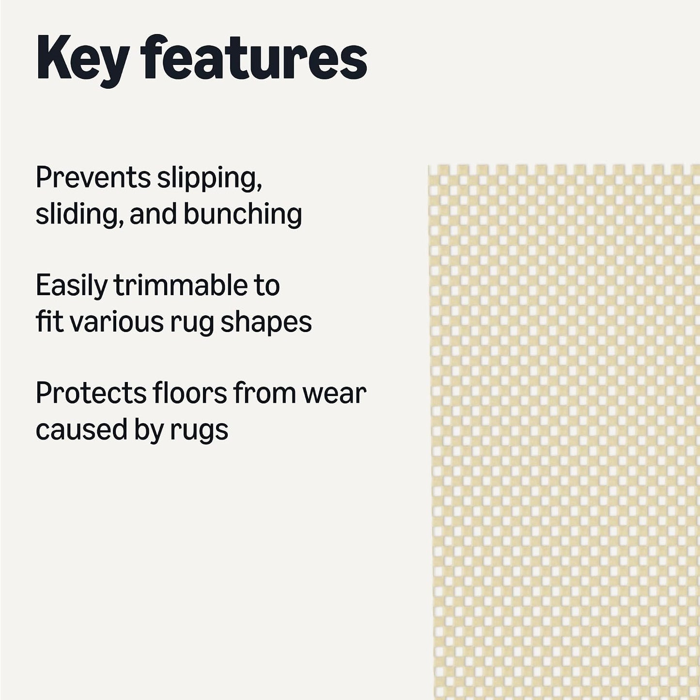 Non-Slip Rug Pad, Keep Area Rugs Safe in Place, Slip and Skid Resistant Pads for Tile and Hardwood Floors, Protect Floors from Wear and Tear, Trimmable, 4x6