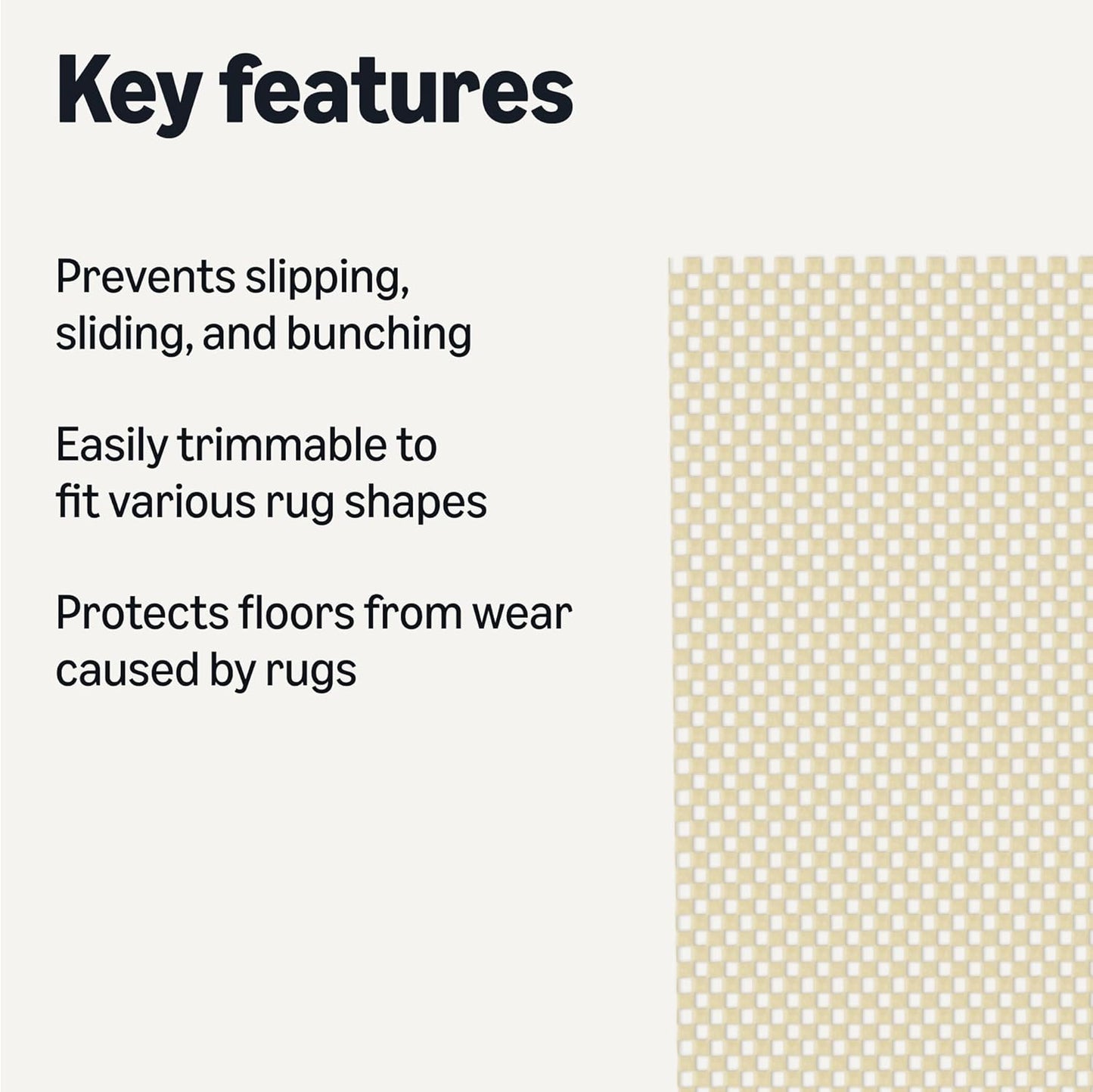 Non-Slip Rug Pad, Keep Area Rugs Safe in Place, Slip and Skid Resistant Pads for Tile and Hardwood Floors, Protect Floors from Wear and Tear, Trimmable, 4x6