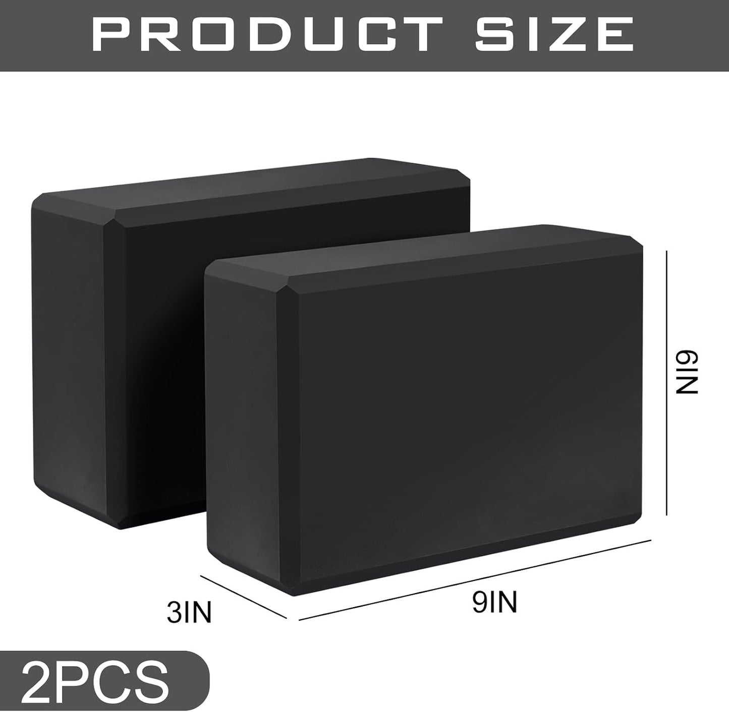 9"x6"x3" Yoga Block, 2 Pcs Soft Non-Slip Foam Blocks Supportive | EVA Foam for Stretching in Yoga, Pilates, Meditation and Dance