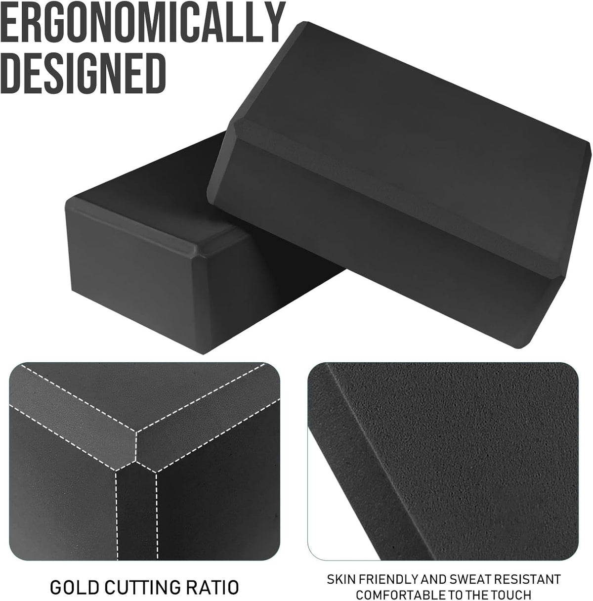 9"x6"x3" Yoga Block, 2 Pcs Soft Non-Slip Foam Blocks Supportive | EVA Foam for Stretching in Yoga, Pilates, Meditation and Dance