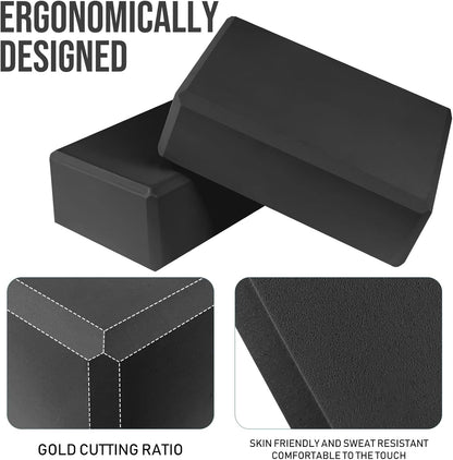 9"x6"x3" Yoga Block, 2 Pcs Soft Non-Slip Foam Blocks Supportive | EVA Foam for Stretching in Yoga, Pilates, Meditation and Dance