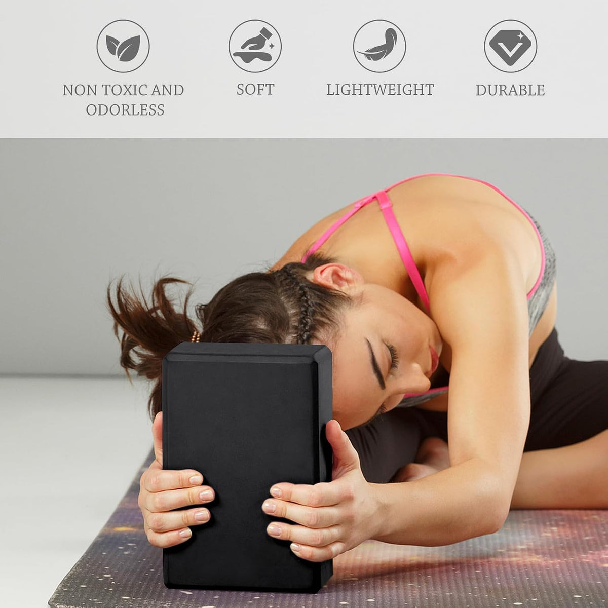 9"x6"x3" Yoga Block, 2 Pcs Soft Non-Slip Foam Blocks Supportive | EVA Foam for Stretching in Yoga, Pilates, Meditation and Dance