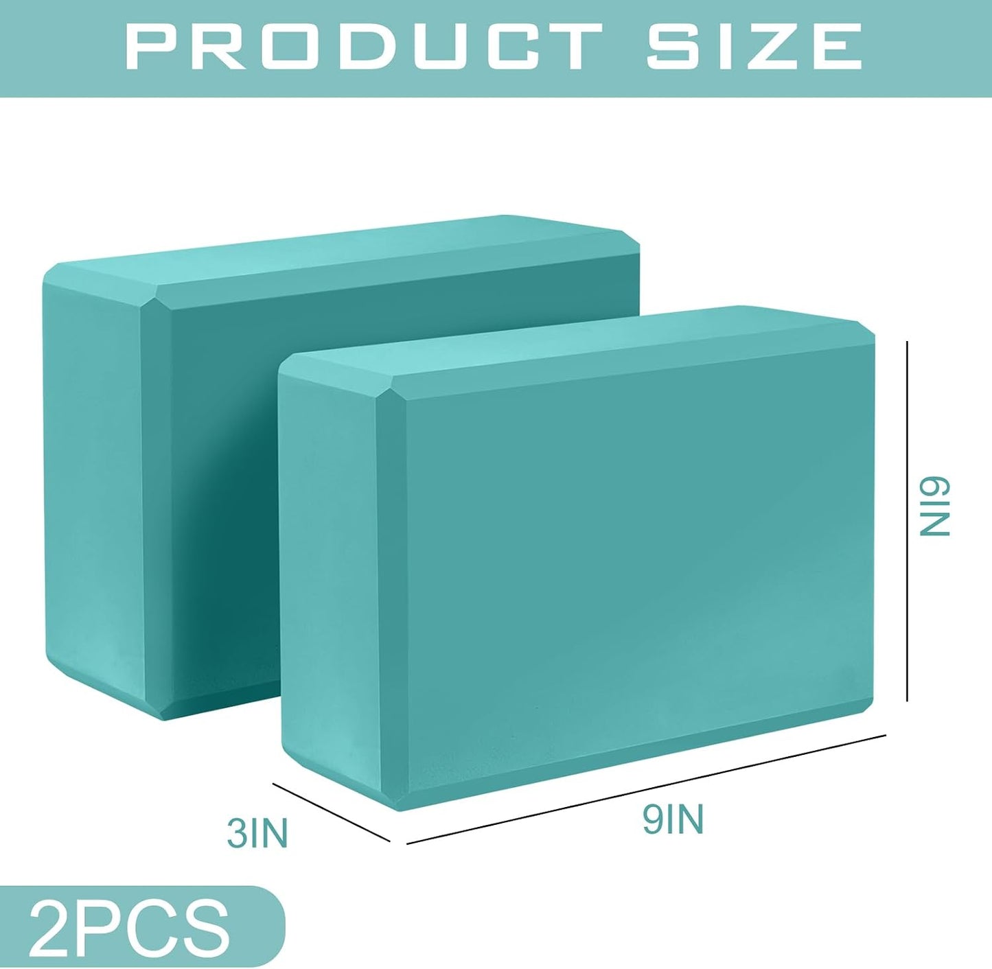 9"x6"x3" Yoga Block, 2 Pcs Soft Non-Slip Foam Blocks Supportive | EVA Foam for Stretching in Yoga, Pilates, Meditation and Dance