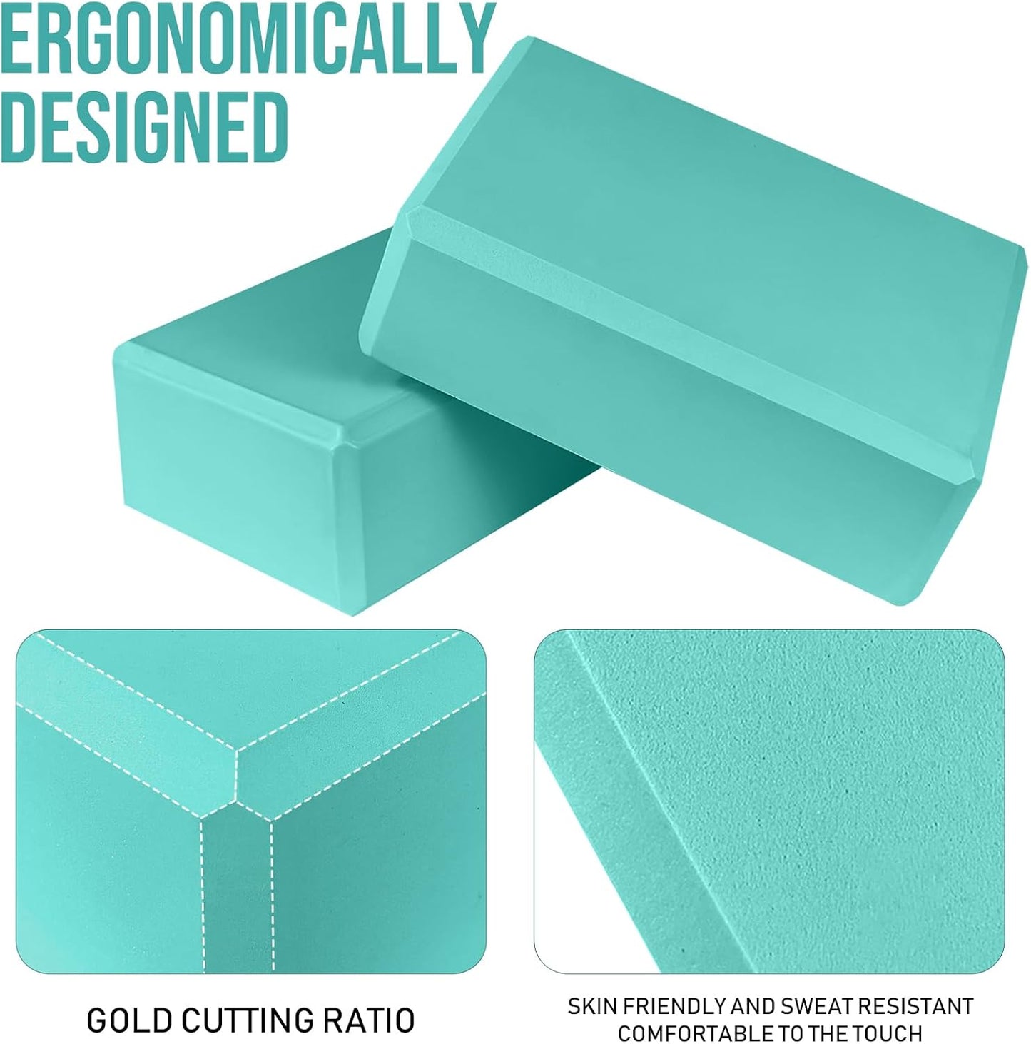 9"x6"x3" Yoga Block, 2 Pcs Soft Non-Slip Foam Blocks Supportive | EVA Foam for Stretching in Yoga, Pilates, Meditation and Dance