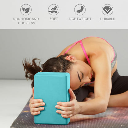 9"x6"x3" Yoga Block, 2 Pcs Soft Non-Slip Foam Blocks Supportive | EVA Foam for Stretching in Yoga, Pilates, Meditation and Dance