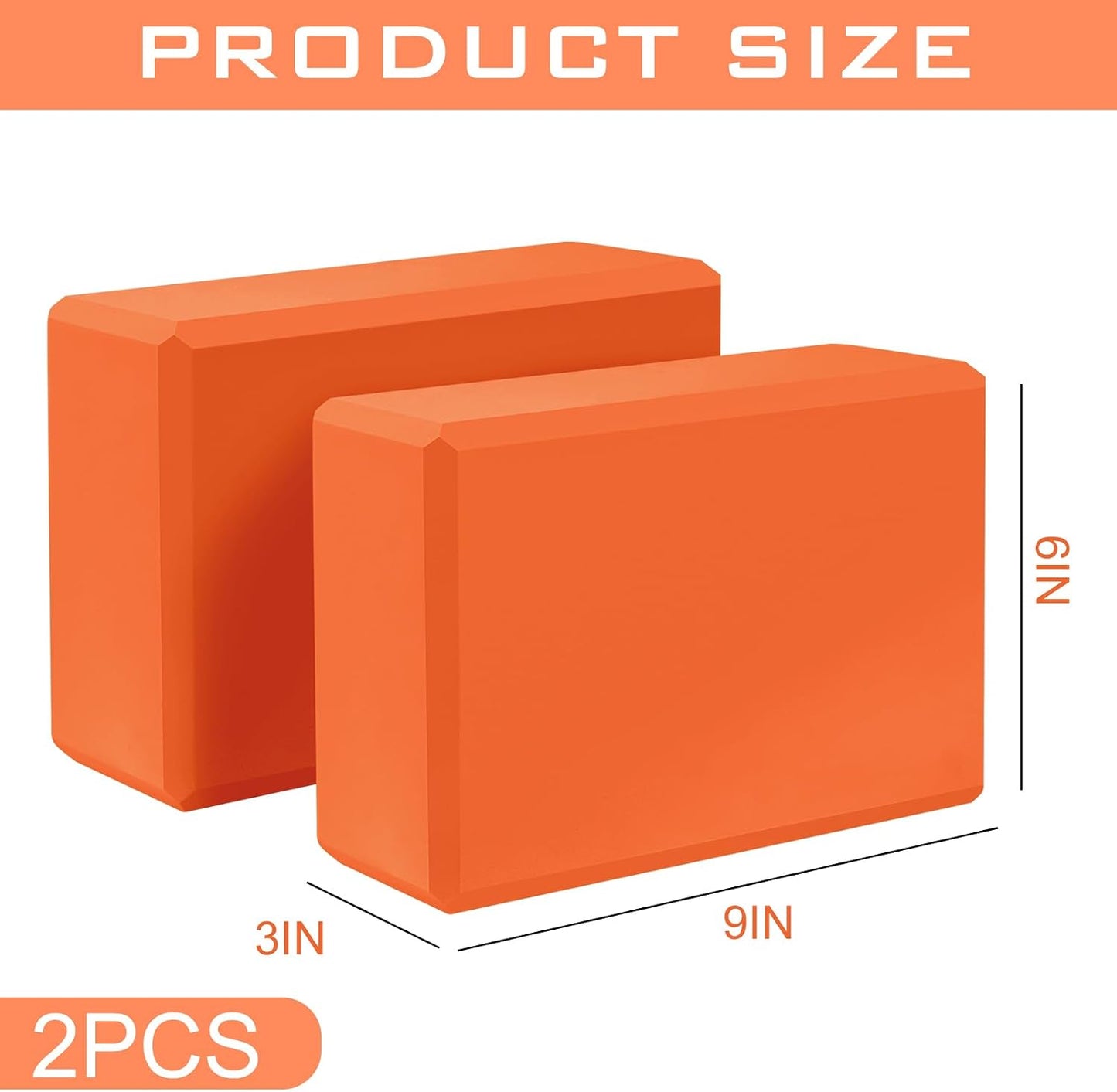 9"x6"x3" Yoga Block, 2 Pcs Soft Non-Slip Foam Blocks Supportive | EVA Foam for Stretching in Yoga, Pilates, Meditation and Dance