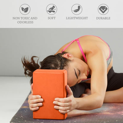 9"x6"x3" Yoga Block, 2 Pcs Soft Non-Slip Foam Blocks Supportive | EVA Foam for Stretching in Yoga, Pilates, Meditation and Dance