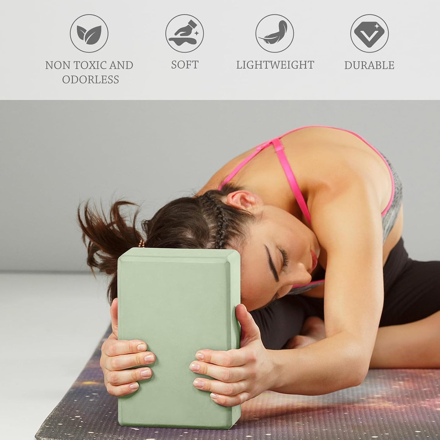 9"x6"x3" Yoga Block, 2 Pcs Soft Non-Slip Foam Blocks Supportive | EVA Foam for Stretching in Yoga, Pilates, Meditation and Dance