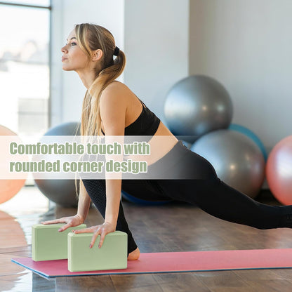 9"x6"x3" Yoga Block, 2 Pcs Soft Non-Slip Foam Blocks Supportive | EVA Foam for Stretching in Yoga, Pilates, Meditation and Dance