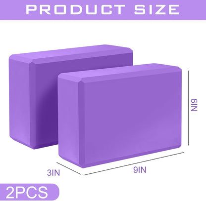9"x6"x3" Yoga Block, 2 Pcs Soft Non-Slip Foam Blocks Supportive | EVA Foam for Stretching in Yoga, Pilates, Meditation and Dance