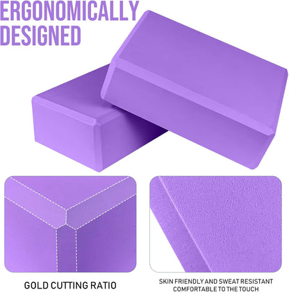 9"x6"x3" Yoga Block, 2 Pcs Soft Non-Slip Foam Blocks Supportive | EVA Foam for Stretching in Yoga, Pilates, Meditation and Dance