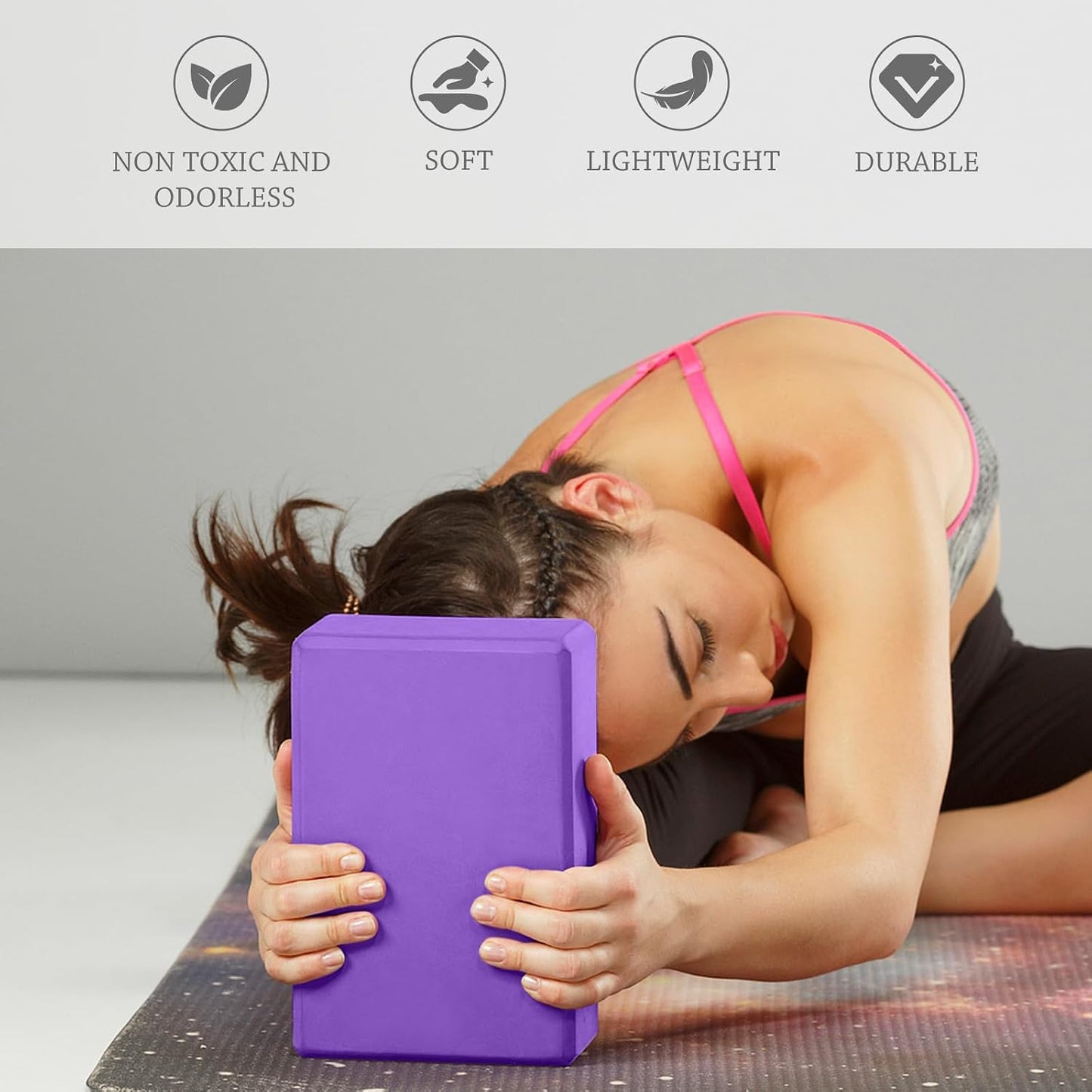 9"x6"x3" Yoga Block, 2 Pcs Soft Non-Slip Foam Blocks Supportive | EVA Foam for Stretching in Yoga, Pilates, Meditation and Dance