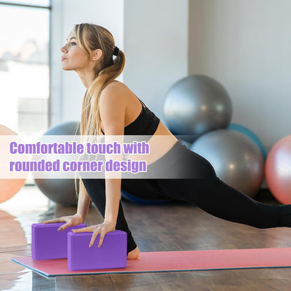 9"x6"x3" Yoga Block, 2 Pcs Soft Non-Slip Foam Blocks Supportive | EVA Foam for Stretching in Yoga, Pilates, Meditation and Dance