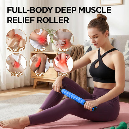 Muscle Roller Massage Roller Stick- Deep Tissue Fascia Blaster for Myofascial Pain Relief, Lymphatic Drainage & Body Sculpting, Handheld Physical Therapy & Recovery Tool (Purple Black-18 inch)