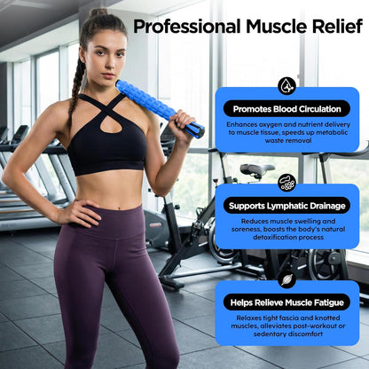 Muscle Roller Massage Roller Stick- Deep Tissue Fascia Blaster for Myofascial Pain Relief, Lymphatic Drainage & Body Sculpting, Handheld Physical Therapy & Recovery Tool (Purple Black-18 inch)