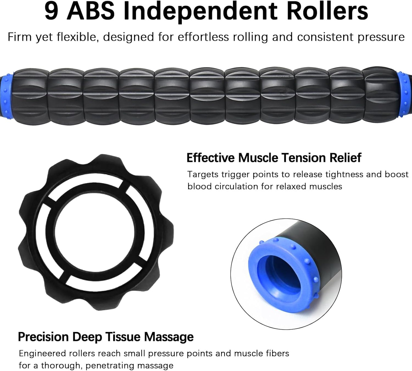 Muscle Roller Massage Roller Stick- Deep Tissue Fascia Blaster for Myofascial Pain Relief, Lymphatic Drainage & Body Sculpting, Handheld Physical Therapy & Recovery Tool (Purple Black-18 inch)