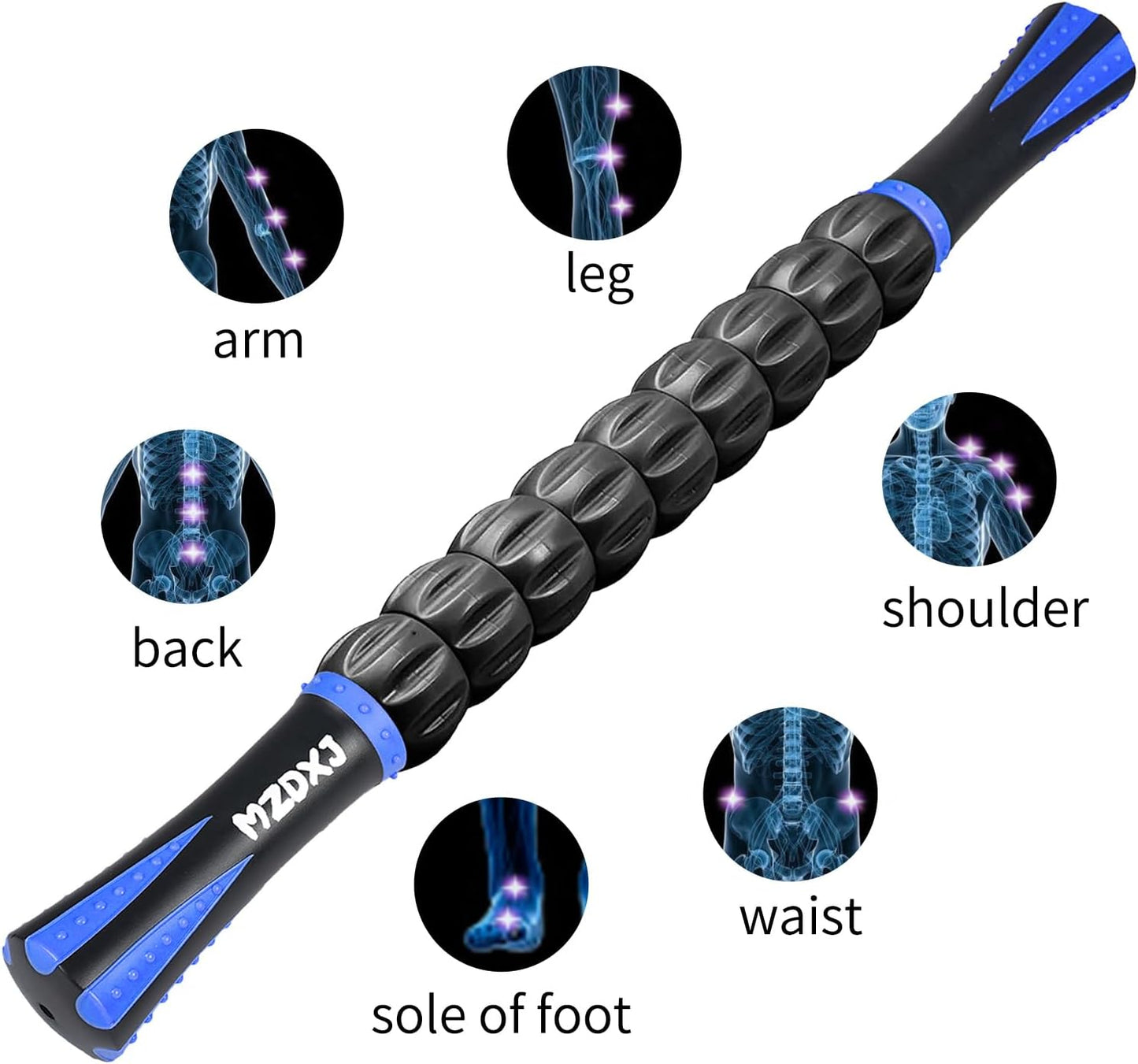 Muscle Roller Massage Roller Stick- Deep Tissue Fascia Blaster for Myofascial Pain Relief, Lymphatic Drainage & Body Sculpting, Handheld Physical Therapy & Recovery Tool (Purple Black-18 inch)