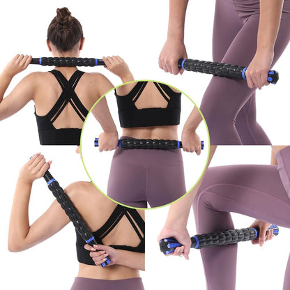 Muscle Roller Massage Roller Stick- Deep Tissue Fascia Blaster for Myofascial Pain Relief, Lymphatic Drainage & Body Sculpting, Handheld Physical Therapy & Recovery Tool (Purple Black-18 inch)