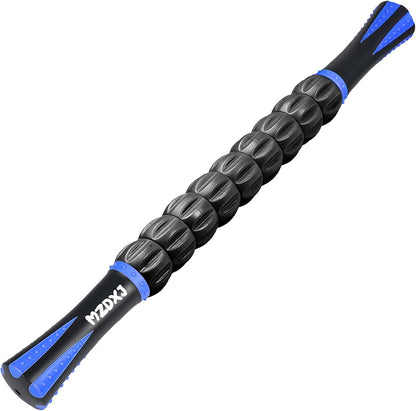 Muscle Roller Massage Roller Stick- Deep Tissue Fascia Blaster for Myofascial Pain Relief, Lymphatic Drainage & Body Sculpting, Handheld Physical Therapy & Recovery Tool (Purple Black-18 inch)