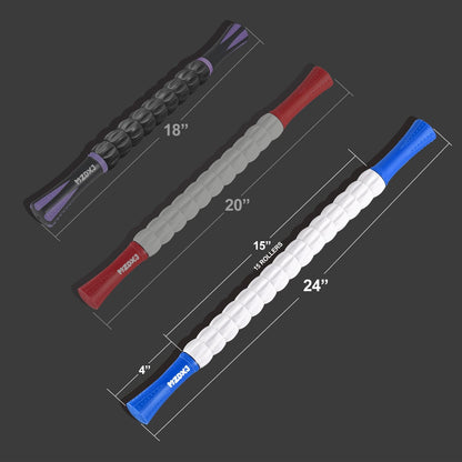 Muscle Roller Massage Roller Stick- Deep Tissue Fascia Blaster for Myofascial Pain Relief, Lymphatic Drainage & Body Sculpting, Handheld Physical Therapy & Recovery Tool (Purple Black-18 inch)