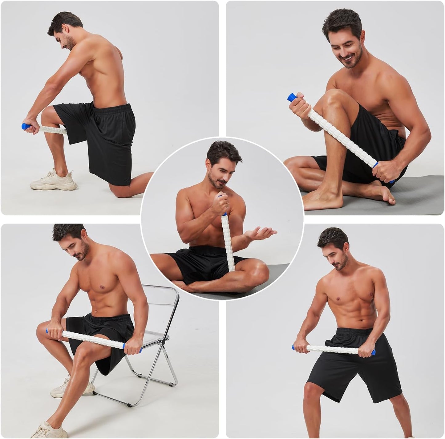 Muscle Roller Massage Roller Stick- Deep Tissue Fascia Blaster for Myofascial Pain Relief, Lymphatic Drainage & Body Sculpting, Handheld Physical Therapy & Recovery Tool (Purple Black-18 inch)