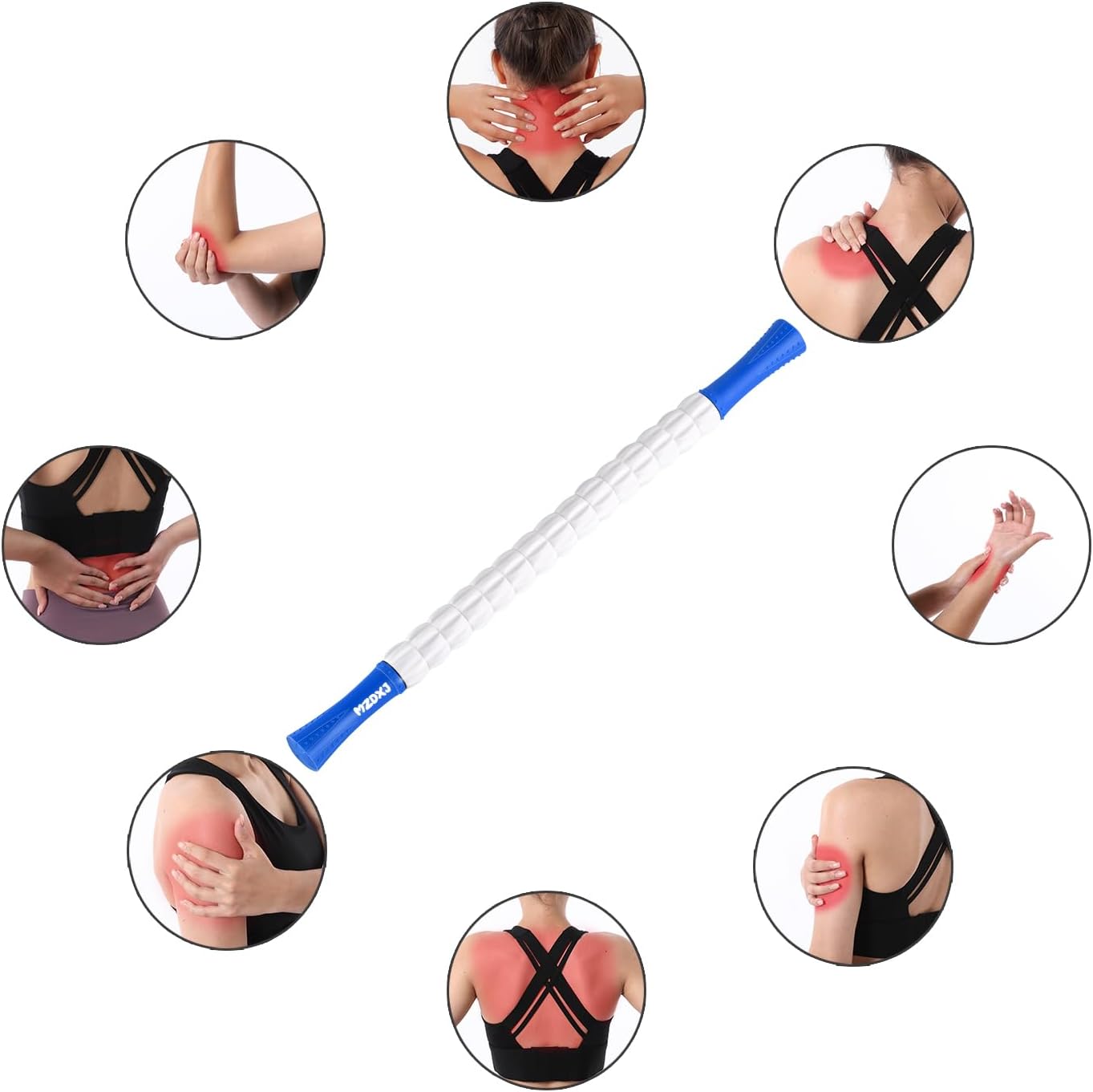 Muscle Roller Massage Roller Stick- Deep Tissue Fascia Blaster for Myofascial Pain Relief, Lymphatic Drainage & Body Sculpting, Handheld Physical Therapy & Recovery Tool (Purple Black-18 inch)