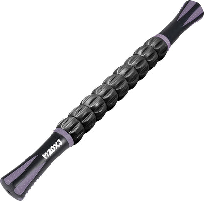 Muscle Roller Massage Roller Stick- Deep Tissue Fascia Blaster for Myofascial Pain Relief, Lymphatic Drainage & Body Sculpting, Handheld Physical Therapy & Recovery Tool (Purple Black-18 inch)