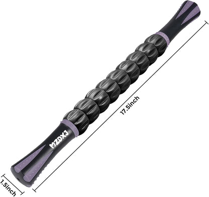 Muscle Roller Massage Roller Stick- Deep Tissue Fascia Blaster for Myofascial Pain Relief, Lymphatic Drainage & Body Sculpting, Handheld Physical Therapy & Recovery Tool (Purple Black-18 inch)
