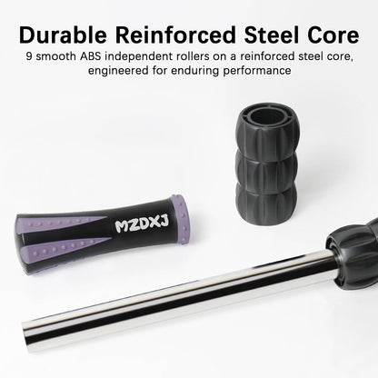 Muscle Roller Massage Roller Stick- Deep Tissue Fascia Blaster for Myofascial Pain Relief, Lymphatic Drainage & Body Sculpting, Handheld Physical Therapy & Recovery Tool (Purple Black-18 inch)