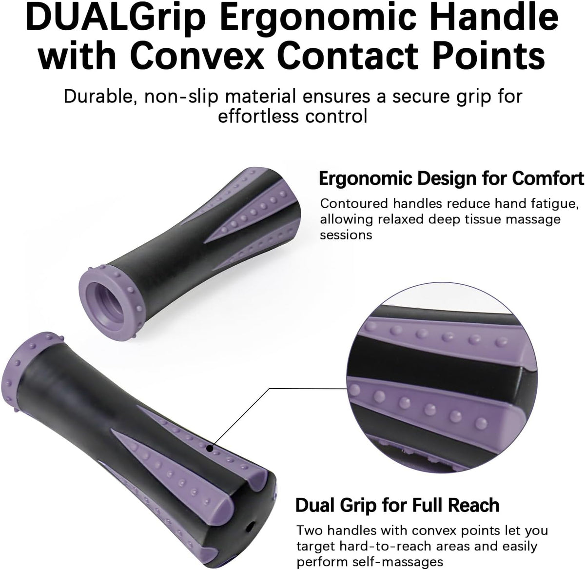 Muscle Roller Massage Roller Stick- Deep Tissue Fascia Blaster for Myofascial Pain Relief, Lymphatic Drainage & Body Sculpting, Handheld Physical Therapy & Recovery Tool (Purple Black-18 inch)