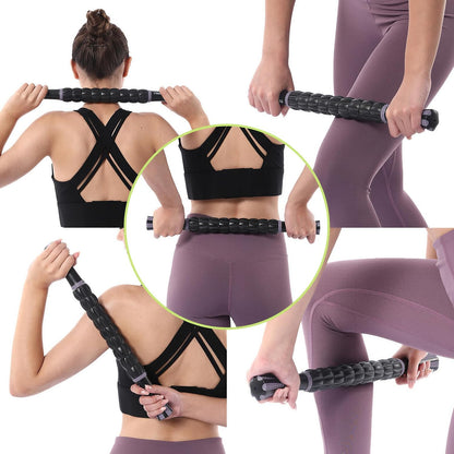 Muscle Roller Massage Roller Stick- Deep Tissue Fascia Blaster for Myofascial Pain Relief, Lymphatic Drainage & Body Sculpting, Handheld Physical Therapy & Recovery Tool (Purple Black-18 inch)
