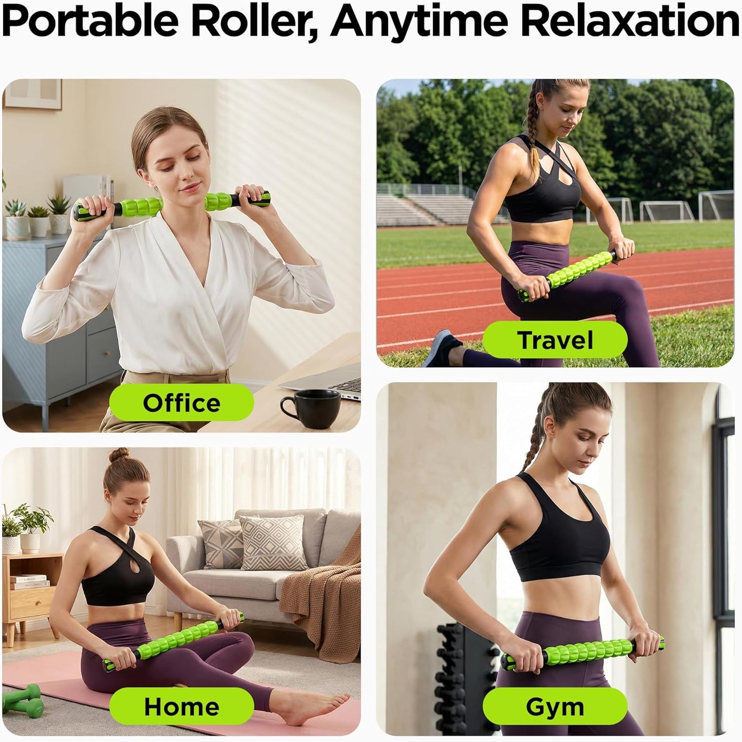 Muscle Roller Massage Roller Stick- Deep Tissue Fascia Blaster for Myofascial Pain Relief, Lymphatic Drainage & Body Sculpting, Handheld Physical Therapy & Recovery Tool (Purple Black-18 inch)